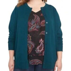 Lane Bryant Turquoise Cardigan Sweater Women's 18/20 Teal Button-Up Cardigan EUC
